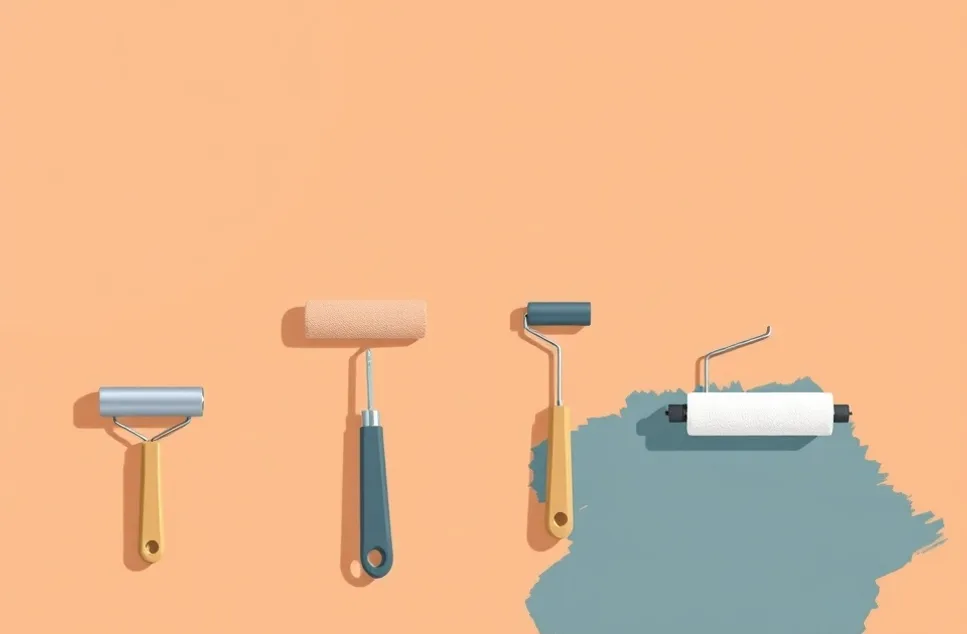 Outils de peinture disposés dans l'ordre des étapes du chantier