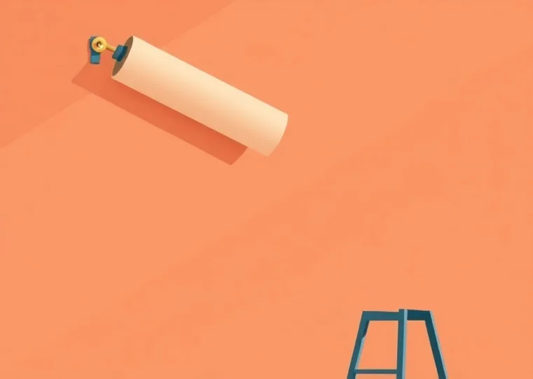 Pose de papier peint, rouleau et brosse à maroufler